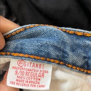 High waisted Vintage Gitano Women's Denim Jeans with Orange Stitching